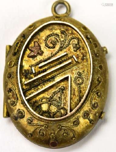 Antique 19th C Gold & Gold Filled Locket Pendant