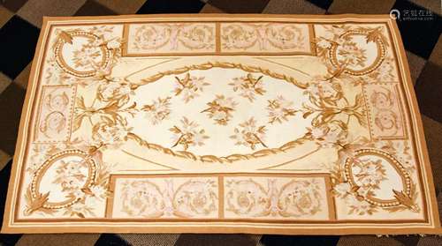 French Aubusson Style Tapestry Carpet Throw Rug