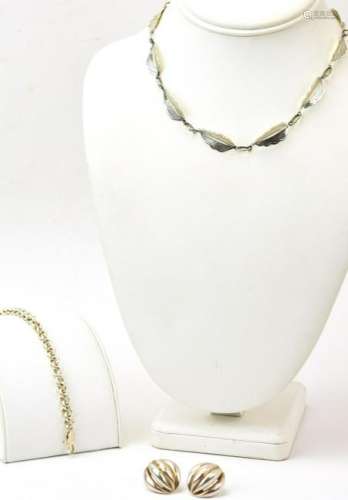 Sterling Silver Necklace, Earrings & Bracelet