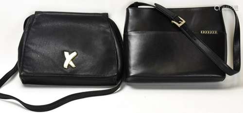 2 Paloma Picasso Black Leather Handbags / Purses