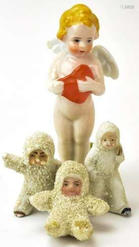 Antique German Miniature Snow Babies & Valentine