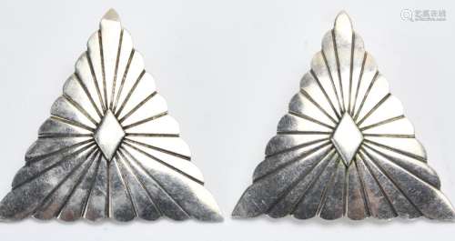 Native American Sterling Signed Concho Earrings