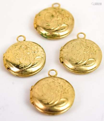 4 Vintage Miniature Gold Filled Lockets