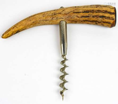 Vintage Bar Ware - Carved Horn & Metal Corkscrew