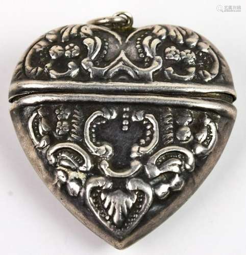 Repousse Sterling Puffy Heart Locket Pendant