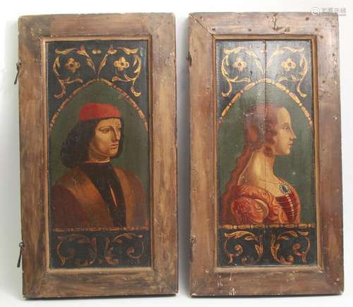 Antique Renaissance Revival Dante Beatrice Panels