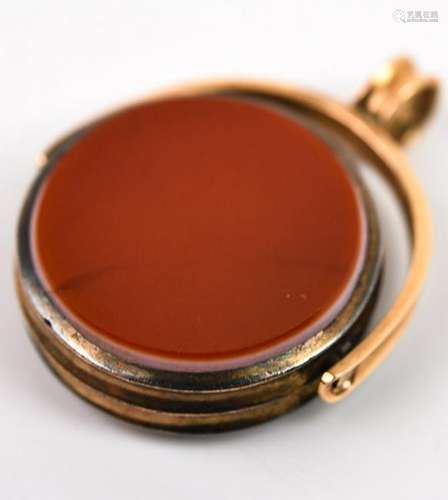 Antique 14kt Gold Sardonyx & Carnelian Spinner Fob