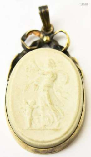 Antique Wedgwood Cupid Cameo Necklace Pendant