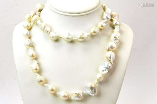 High Luster Cultured Baroque Pearl Necklace Strand