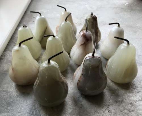 Collection of Carved Alabaster Statues of Pears