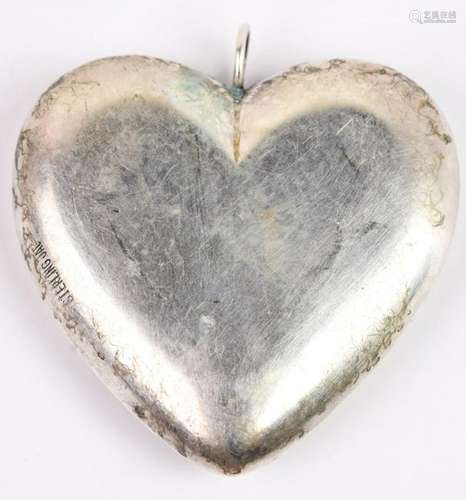 Vintage Large Scale Sterling Silver Heart Pendant