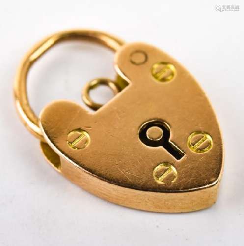 Antique English 15kt Gold Padlock Heart Charm