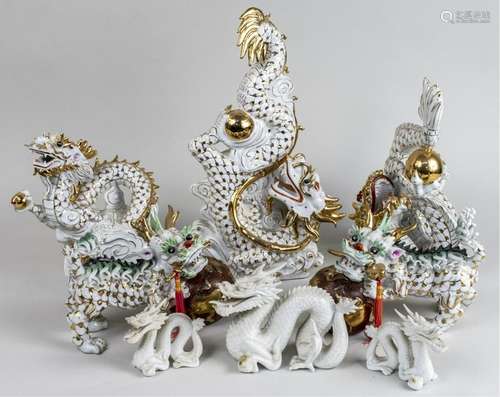 Group of Chinese Porcelain Dragons