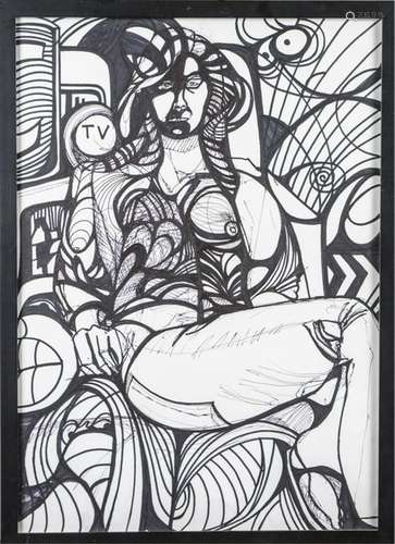 Abstract Drawing of Woman Seated