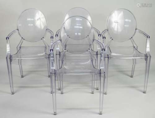 Set of Four Kartell Acrylic Louis Ghost Armchairs