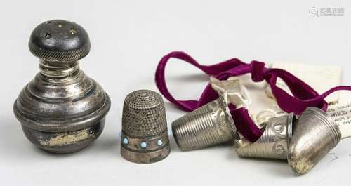 English Silver Thimble and Three Finger Guards