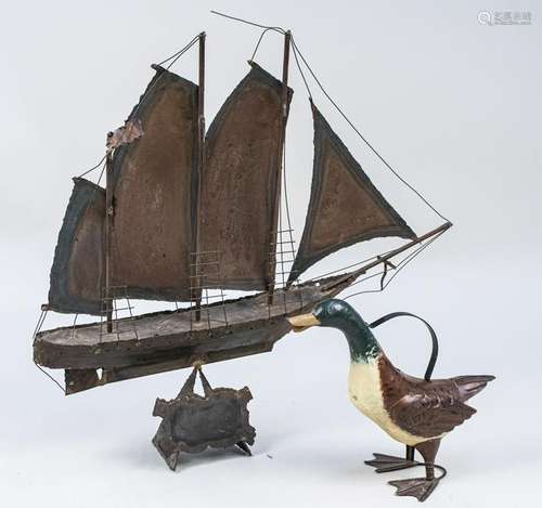 Metal Sailboat and Duck Watering Can