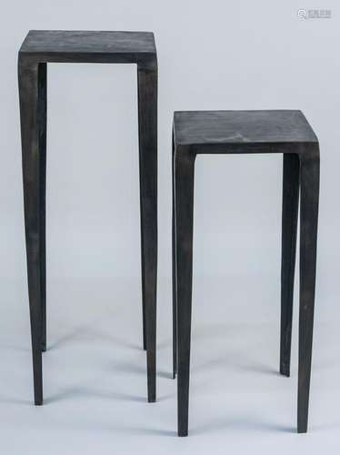 Two Bronzed Metal Stands