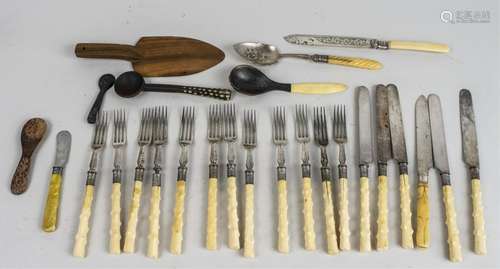 Group of Vintage Simulated Ivory Flatware