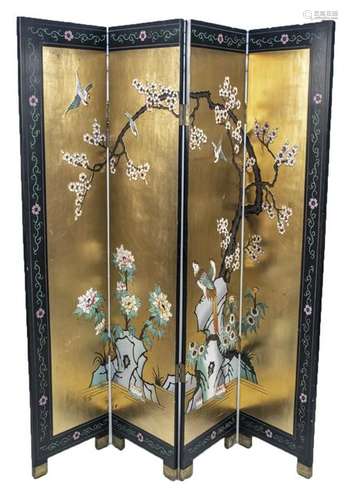 Chinese Coromandle Four Panel Floor Screen