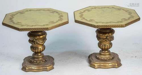 Pair of Octagonal Gold Leaf Side Tables