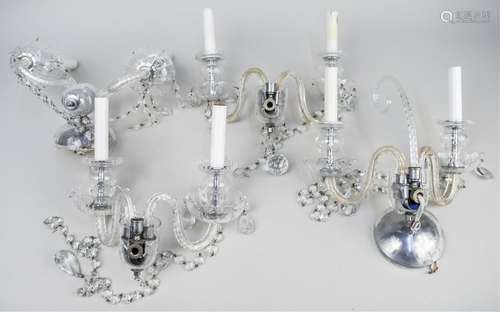 Set of Four Cut Glass Sconces