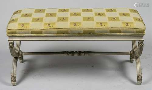 Parcel Gilt and Cream Painted Bench