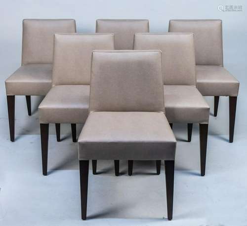 Set of Eight Leather Side Chairs