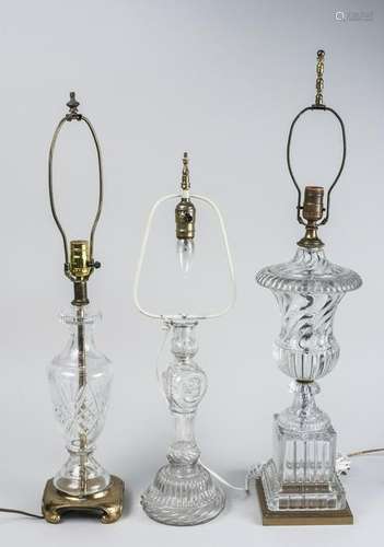 Three Colourless Glass Lamps