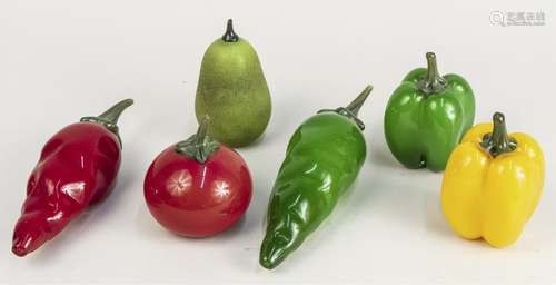 Six Glass Fruits and Vegetables