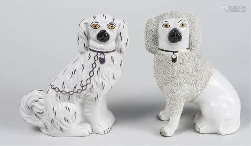 Two Staffordshire Pottery Spaniels