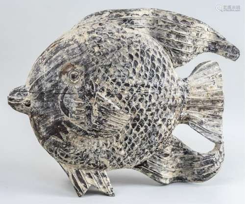 Carved Wood Fish Sculpture