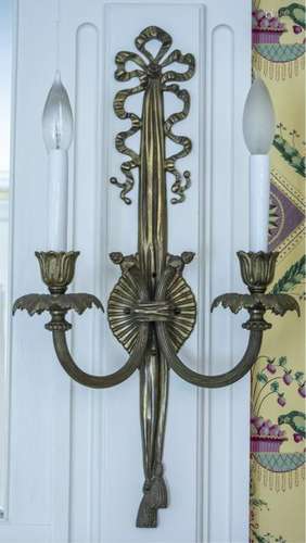 Pair of Gilt Bronze Two Light Sconces