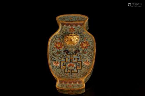 A cloisonne box in the shape of a vase