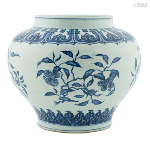 MING BLUE & WHITE FRUIT ABUNDANT JAR