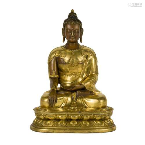 QING GILT BRONZE SAKHYAMUNI BUDDHA