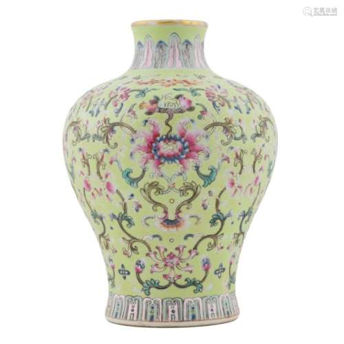 QIANLONG WRAPPED FLORAL MEIPING VASE