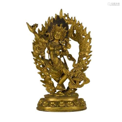 MING GILT BRONZE DANCING BUDDHA