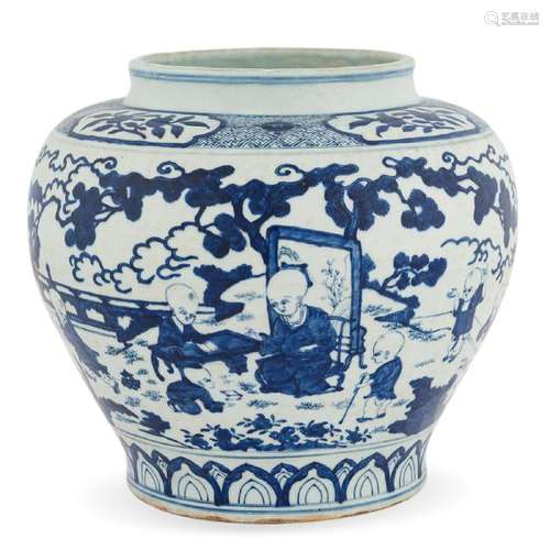 16TH C MING JIAJING BLUE & WHITE PORCELAIN JAR,16TH C MING JIAJING BLUE & WHITE PORCELAIN JAR