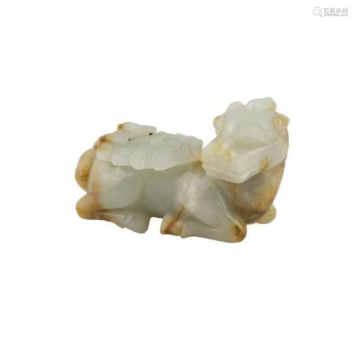 CHINESE WHITE JADE QILIN EFFIGY