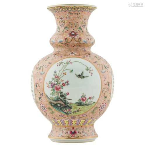 YONGZHENG OPEN FACE FAMILLE ROSE VASE