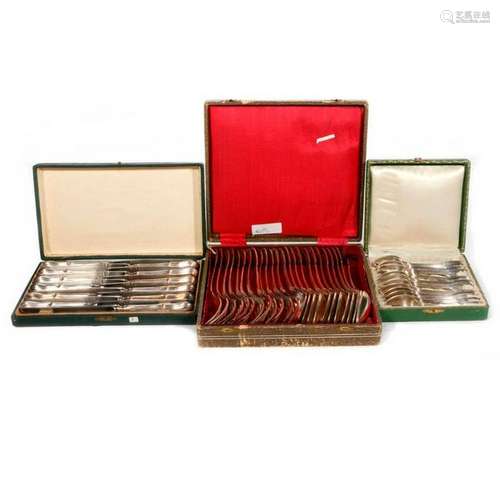 Three box set of French 800 silver flatware.