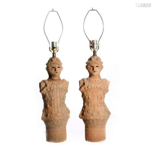 Pair of terracotta lamps.