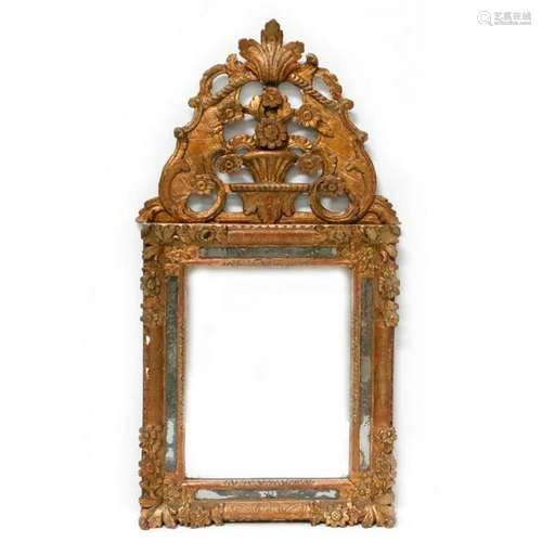 An 18th century continental gilt frame mirror.