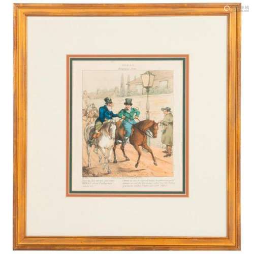 An early 19th century English colored print signed