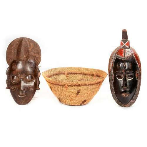 African baskets and masks.