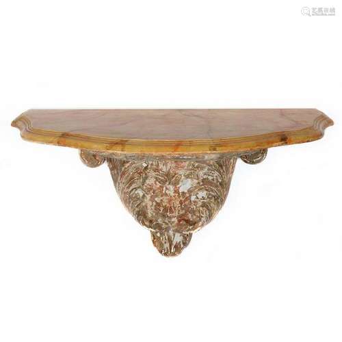 A faux marble topped bracket/console.