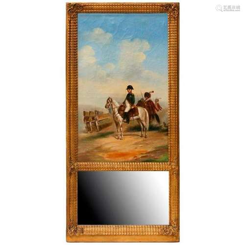 19th century trumeau mirror with Napoleon.