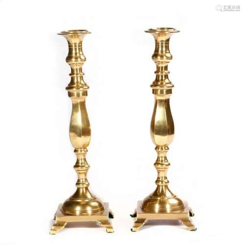 Pair of brass candlesticks.