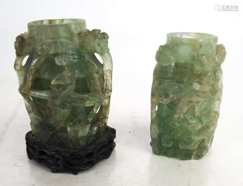 Two Carved Chinese Quartz Vessels